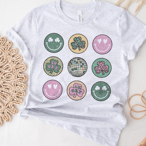 Shamrock & hearts smiley tee