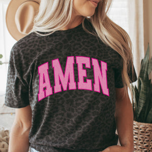 Varsity Letter Pink AMEN tee