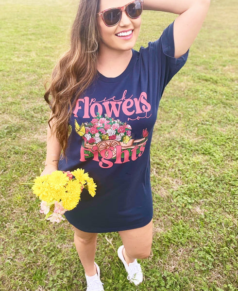 Pick flowers not fights tee dress