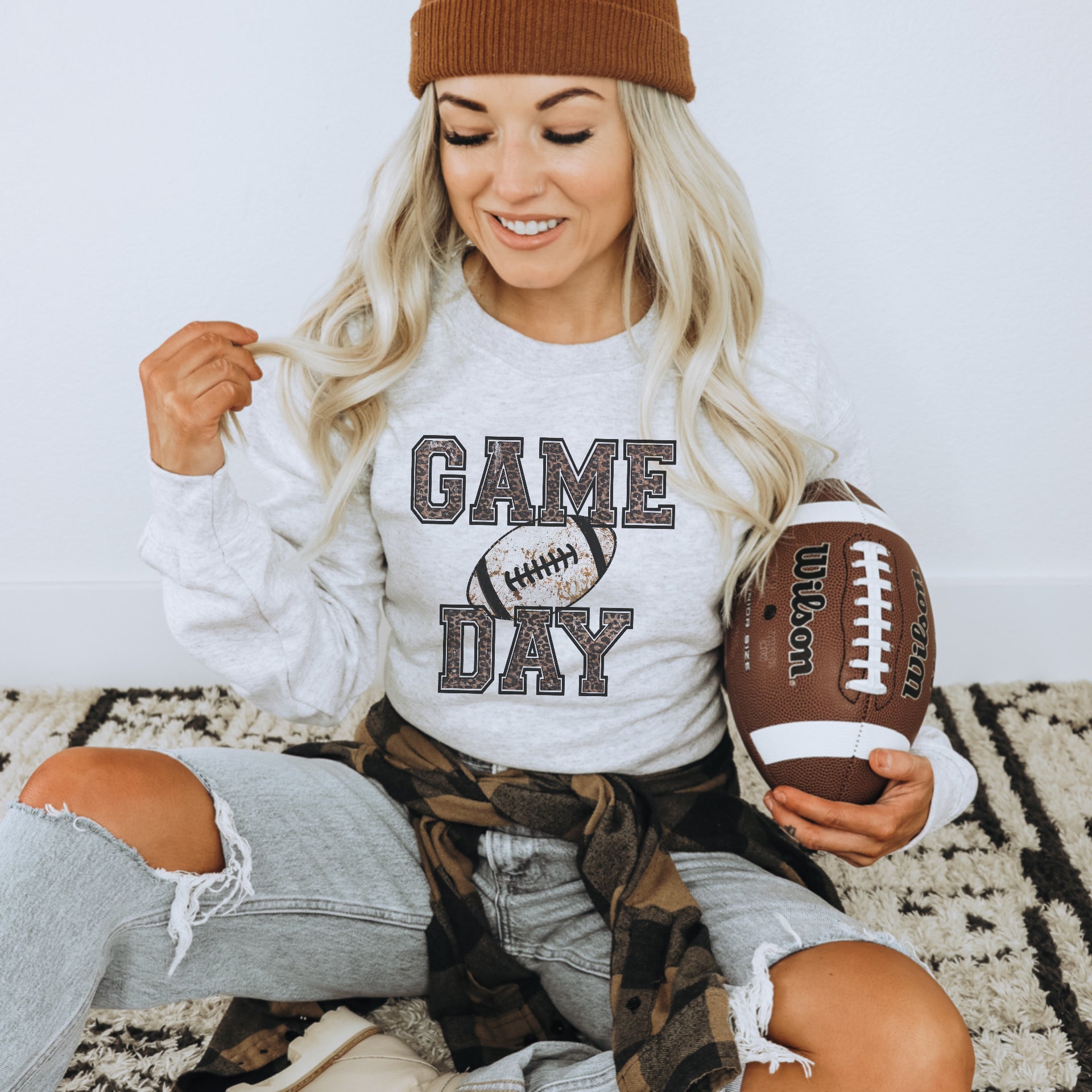 Leopard Text Game Day Sweater