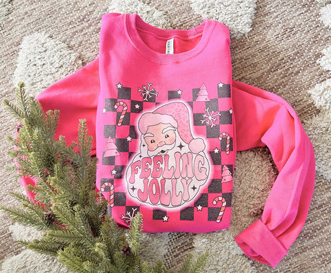 Feeling Jolly Pink sweater check design