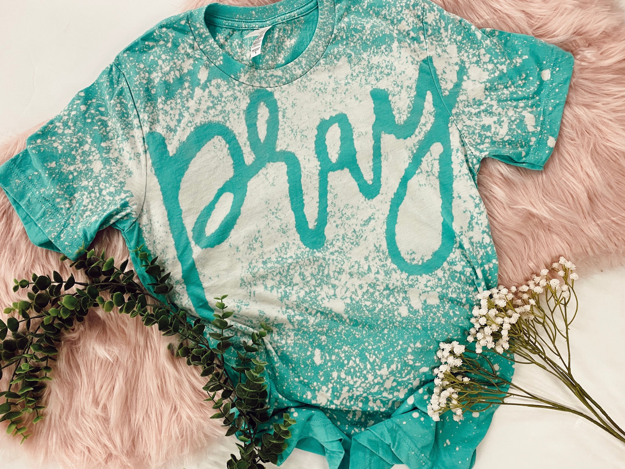 Pray bleached tee aqua