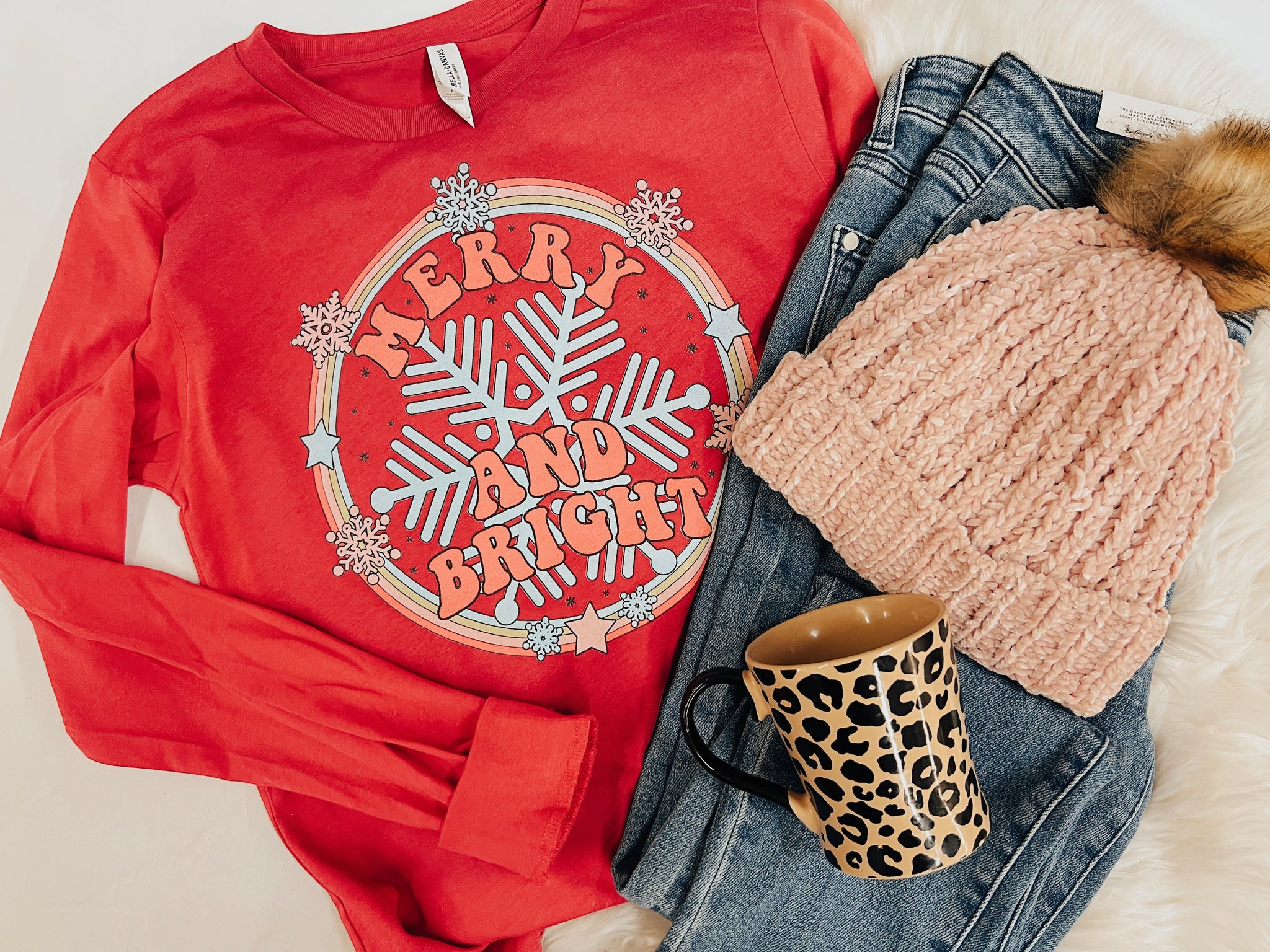 Merry & Bright snowflake ❄️ long sleeve tee