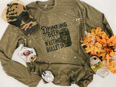 Drinking Beer and wasting bullets long tee