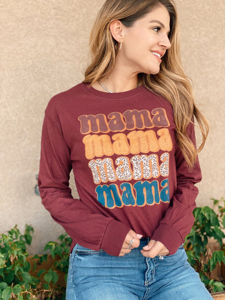 Bold stacked Mama long sleeve tee