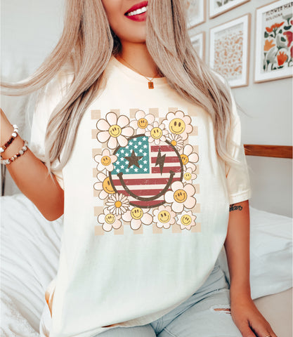 Retro Daisy USA smiley tee