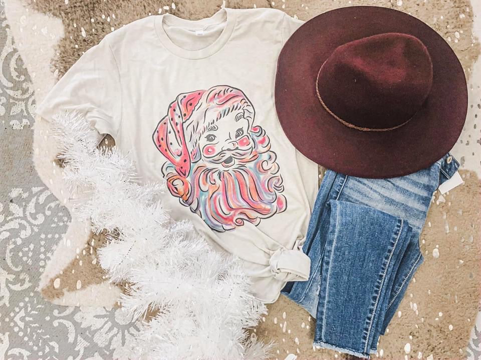 Watercolor Santa tee