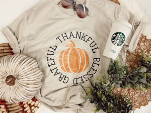 Thankful grateful blessed pumpkin tee