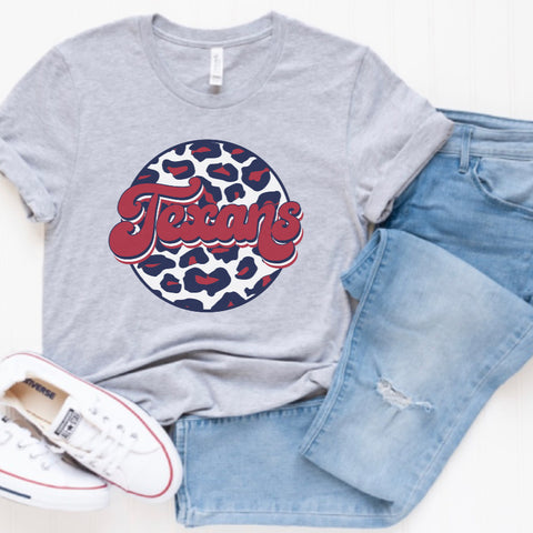 Texans circle leopard tee