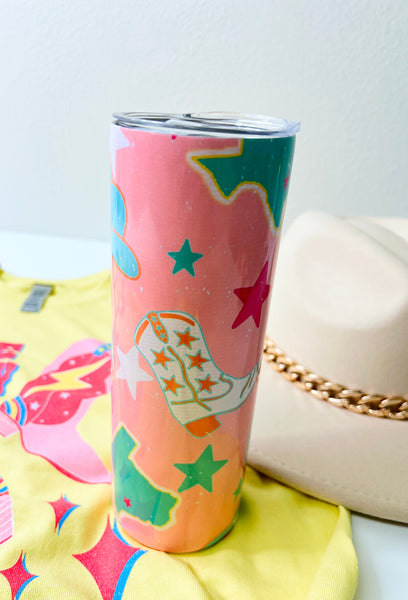 Pink TX cowgirl tumbler