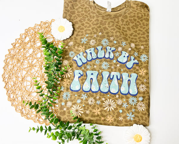 Walk by Faith Leopard tee