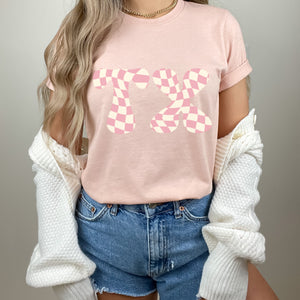 Neutrals and Blush checked State tee