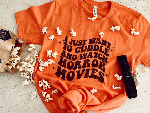 Cuddle & watch Horror movies tee