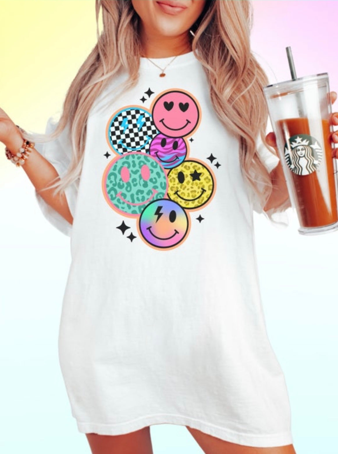 90s retro smileys tee dress