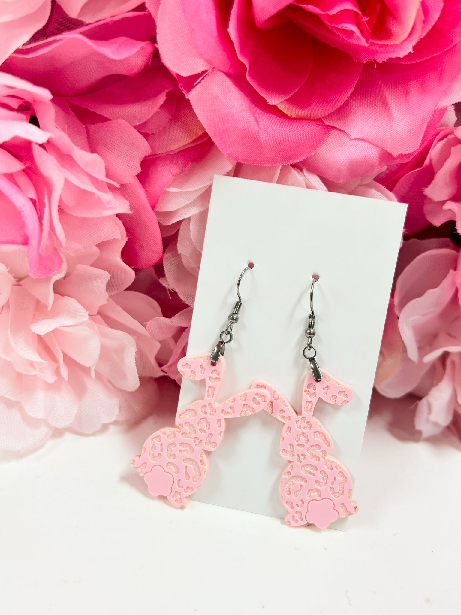 Pretty pink bunny earrings