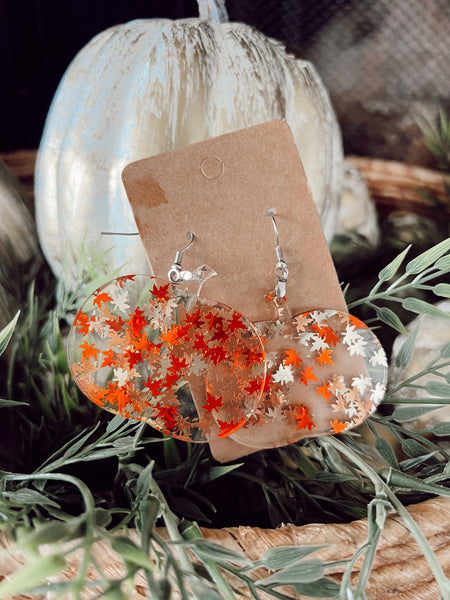 Pumpkin Fall leaf earrings