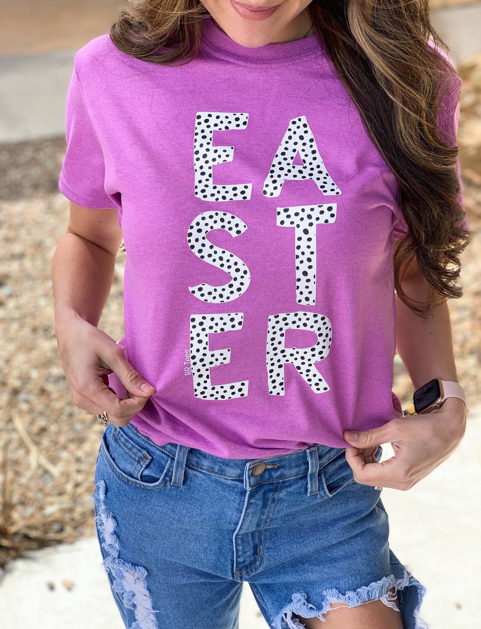 Polka dot Easter letters tee