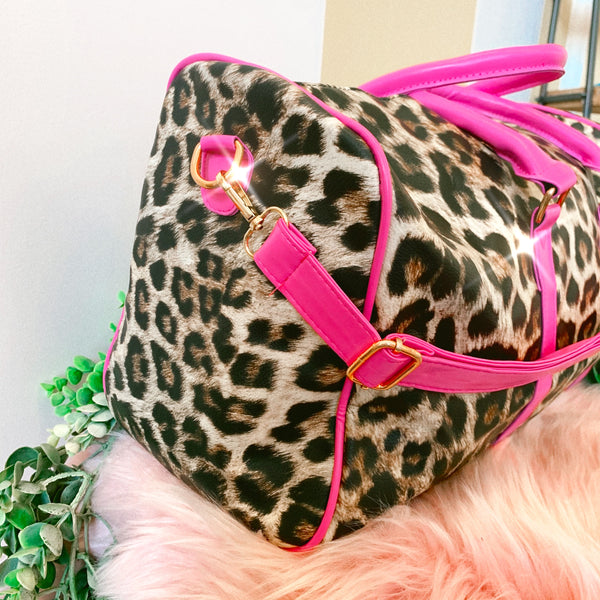 Leopard pink duffle