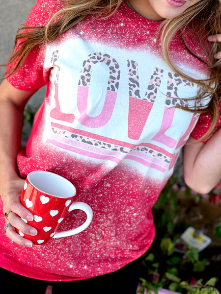 Loved • leopard block red bleached tee